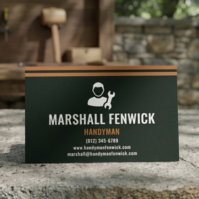 Professional Handyman Modern Forest Green & Copper Business Card (Creator Uploaded)