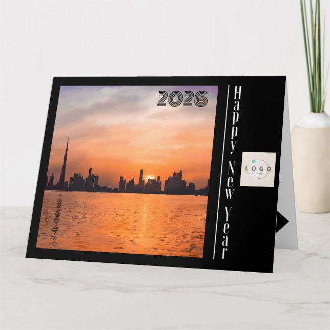 Professional Happy New Year - Sunset Greetings  Card (Front)
