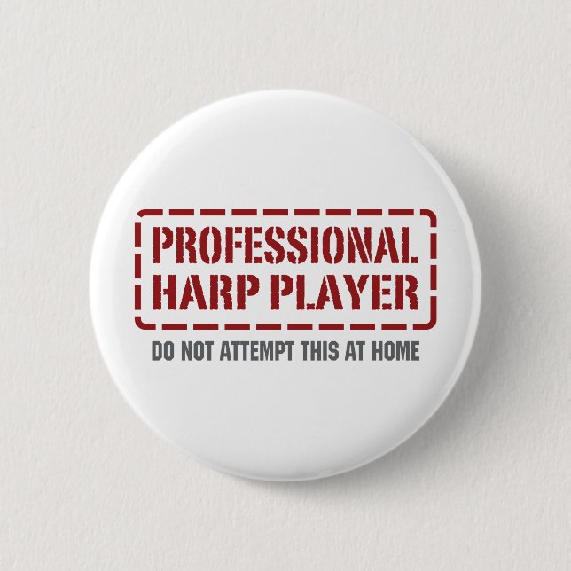 Professional Harp Player 6 Cm Round Badge (Front)