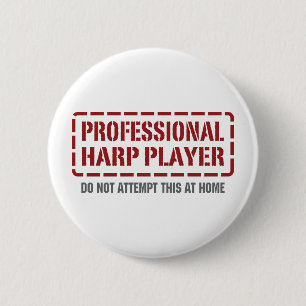 Professional Harp Player 6 Cm Round Badge