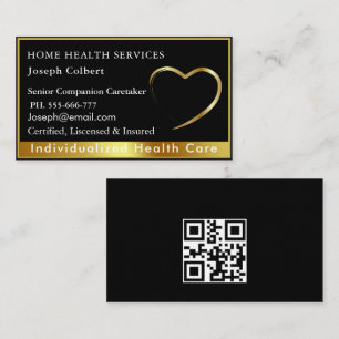 Professional Health Caregiver Medical QR Code gold Business Card