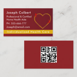 Professional Health Caregiver qr code Business Card