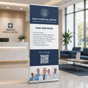 Professional Healthcare Clinic Services QR Retractable Banner