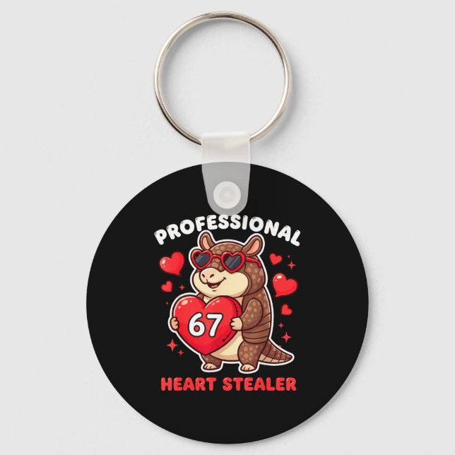 Professional Heart Stealer Valentines 67 Meme 6 7  Key Ring (Front)