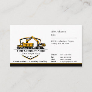 Professional Heavy Equipment Construction Company  Business Card