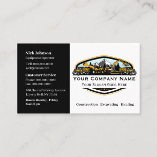 Professional Heavy Equipment Construction Company  Business Card