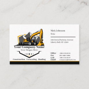 Professional Heavy Equipment Construction Company  Business Card