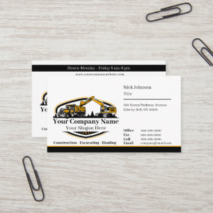Professional Heavy Equipment Construction Company  Business Card