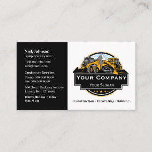 Professional Heavy Equipment Construction Company  Business Card
