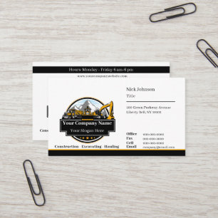 Professional Heavy Equipment Construction Company  Business Card