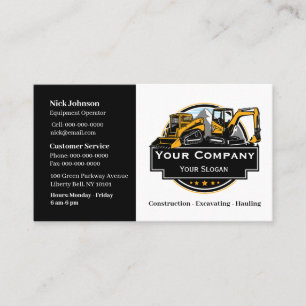 Professional Heavy Equipment Construction Company  Business Card