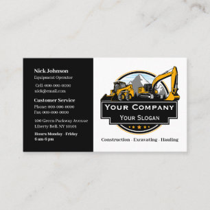 Professional Heavy Equipment Construction Company  Business Card