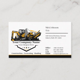 Professional Heavy Equipment Construction Company  Business Card
