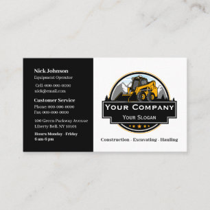 Professional Heavy Equipment Construction Company  Business Card