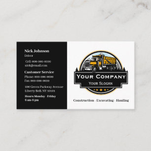 Professional Heavy Equipment Construction Company  Business Card