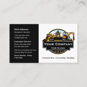 Professional Heavy Equipment Construction Company  Business Card