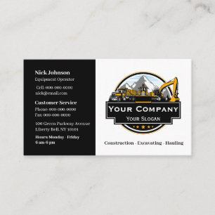 Professional Heavy Equipment Construction Company  Business Card