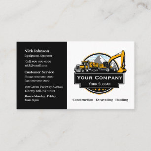 Professional Heavy Equipment Construction Company  Business Card