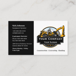 Professional Heavy Equipment Construction Company  Business Card