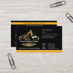Professional Heavy Equipment Construction Company  Business Card