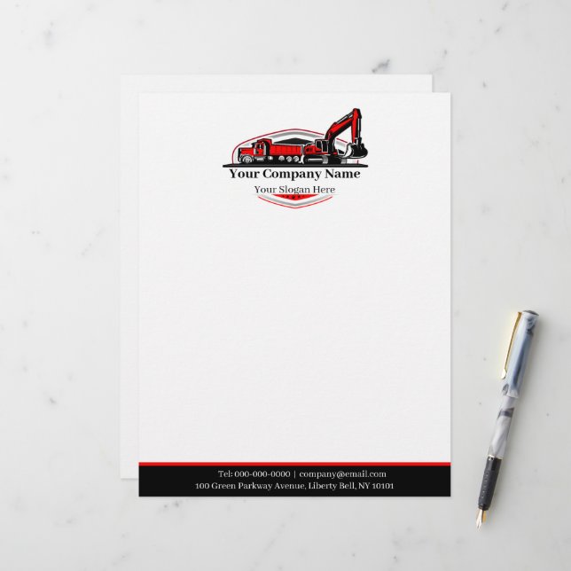 Professional Heavy Equipment Construction Company  Custom Letterhead (Front/Back In Situ)