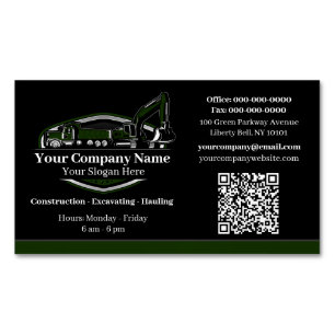 Professional Heavy Equipment Construction Company  Magnetic Business Card