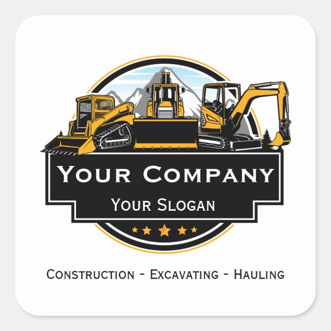 Professional Heavy Equipment Construction Company  Square Sticker (Front)