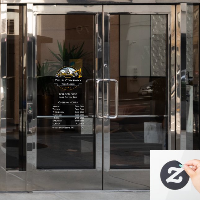 Professional Heavy Equipment Construction Company  Window Cling (Office Door)