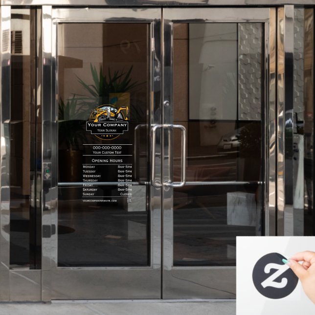 Professional Heavy Equipment Construction Company  Window Cling (Office Door)