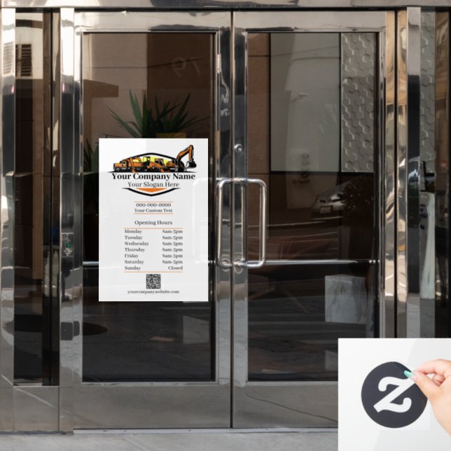 Professional Heavy Equipment Construction Company  Window Cling (Office Door)