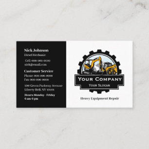 Professional Heavy Equipment Repair Company  Business Card