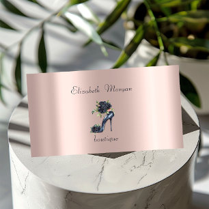 Professional High Heels Black Roses Rose Gold Business Card
