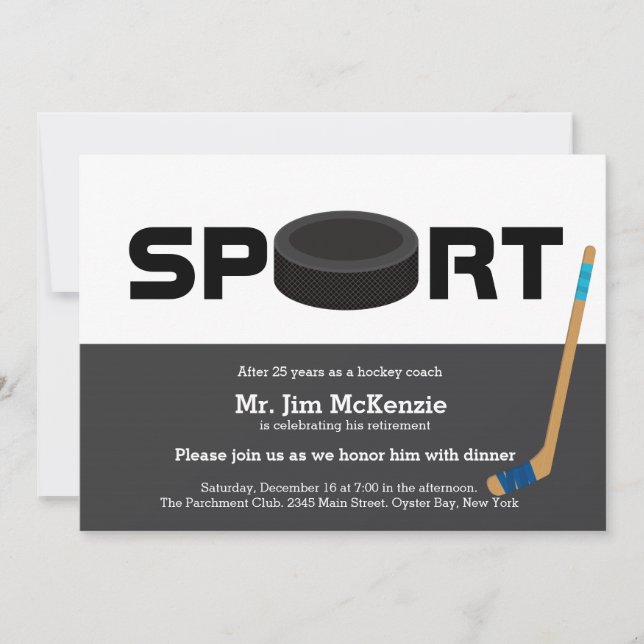 Professional Hockey retirement coach player Invitation (Front)