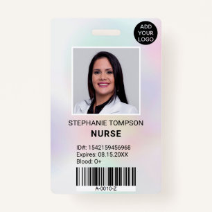 Professional holographic nurse photo logo code ID badge