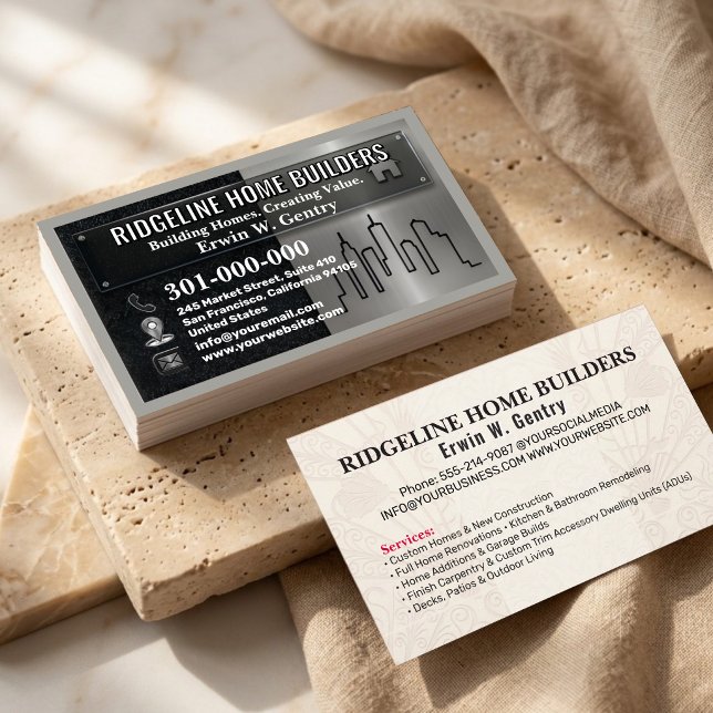 Professional Home Builder & Renovation Contractor  Business Card (Creator Uploaded)