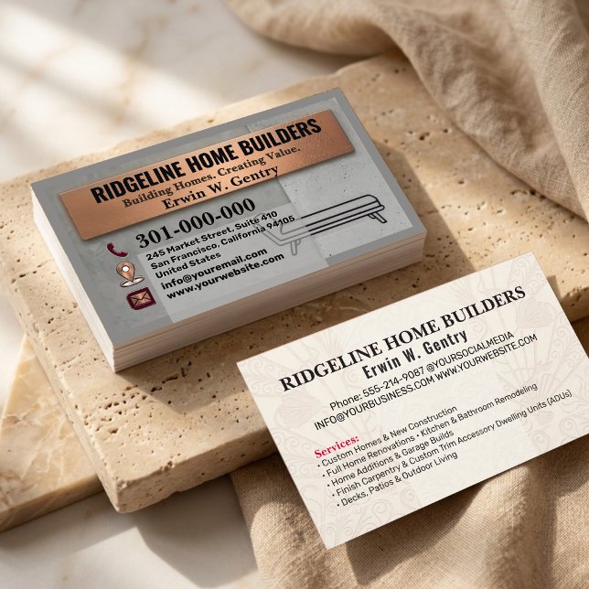 Professional Home Builder & Renovation Contractor  Business Card (Creator Uploaded)