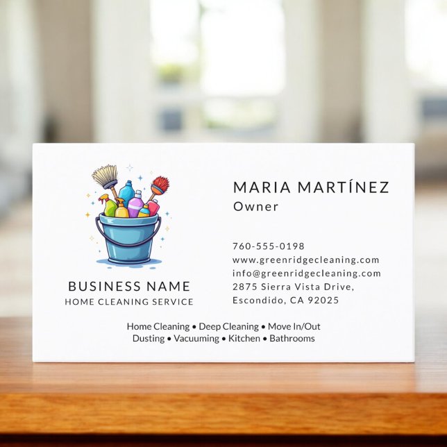 Professional Home Cleaning Maid Service Business Card (Creator Uploaded)