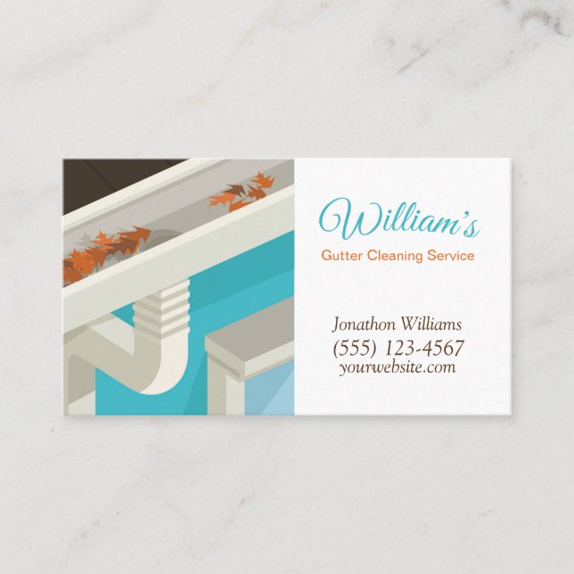 Professional Home Gutter Cleaning Service Business Card (Front)