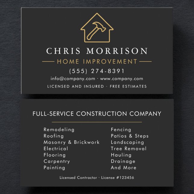 Professional Home Improvement Construction Business Card (Creator Uploaded)