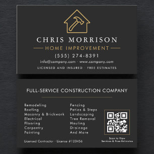 Professional Home Improvement QR Code Business Card