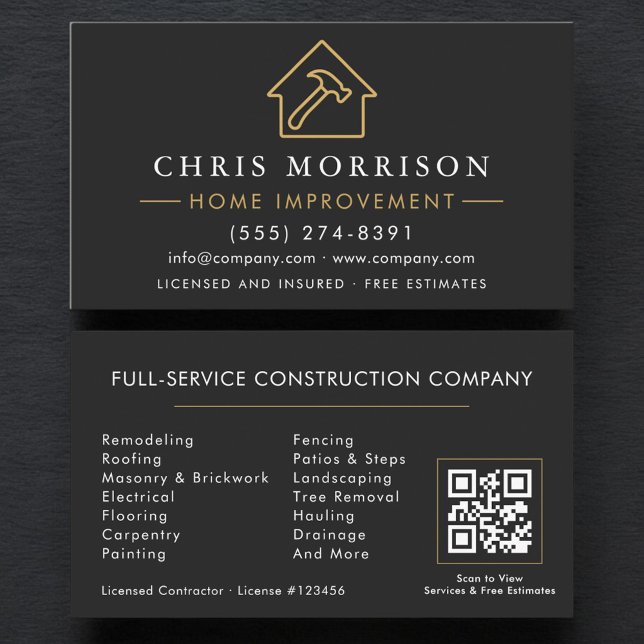 Professional Home Improvement QR Code  Business Card (Creator Uploaded)