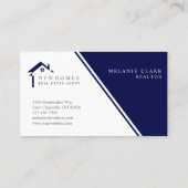 Professional Home Real Estate Agent Logo Navy Blue Business Card (Back)