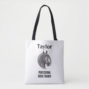 Professional Horse Trainer Black White Equine Tote Bag
