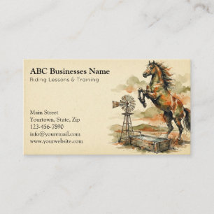 Professional horse trainer business card
