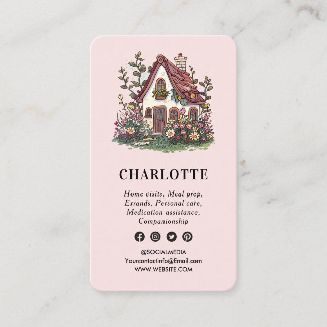 Professional House Caregiver Services QR Code Business Card (Front)