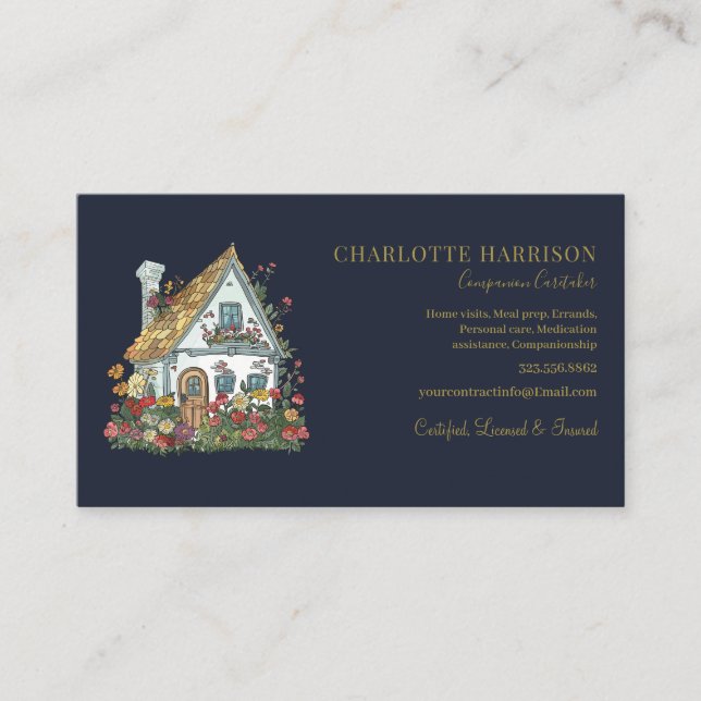 Professional House Caregiver Services QR Code Business Card (Front)