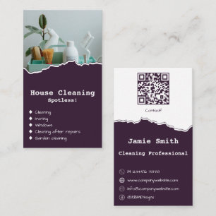 Professional House Cleaner Purple Business Card