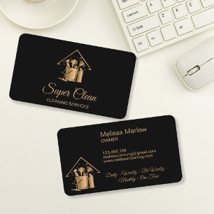 Professional House Cleaning Maid Gold Glitter Bus Business Card