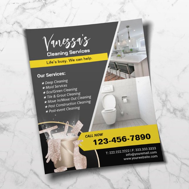 Professional House Cleaning Maid Service Gold Flyer (Creator Uploaded)