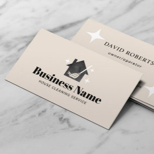 Professional House Cleaning Service Elegant Cream Business Card